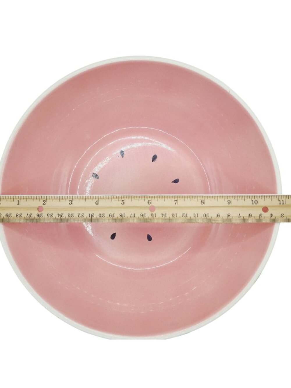 Vtg Watermelon-Inspired Ceramic Bowl Pink Green 11" Fruit-Themed Kitchenware - Picture 11 of 12